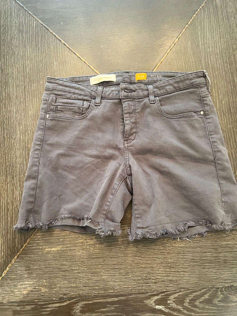 Pilcro and the Letterpress Black Frayed Hem Denim Shorts